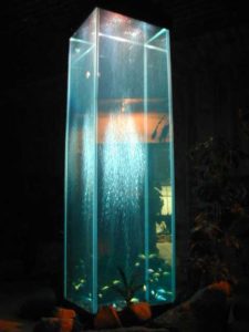 colonne bulle 240 cm sans meuble, éclairage led et poissons, BORDEAUX